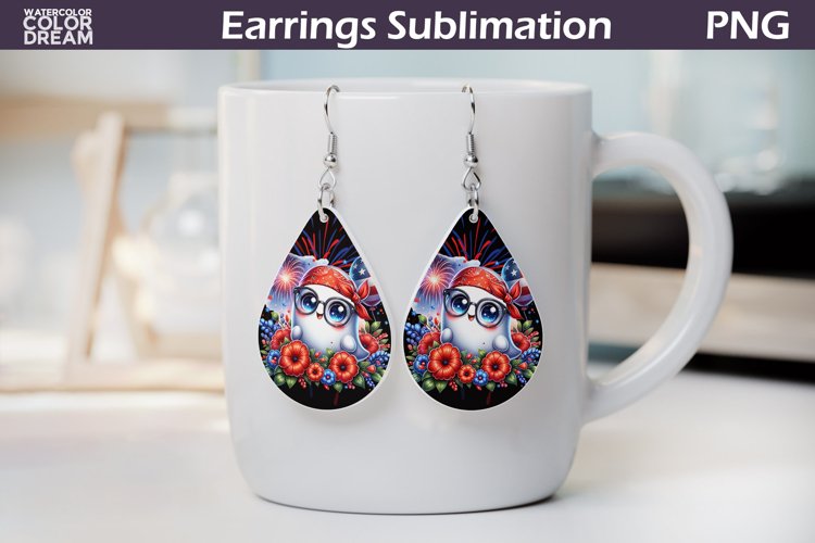 Patriotic Teardrop Earrings | 4th Of July Teardrop Earrings example image 1