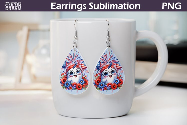 Patriotic Teardrop Earrings | 4th Of July Teardrop Earrings example image 1