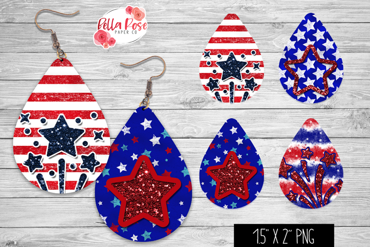 Patriotic Stars | 4th of July | 4 Sets of Teardrop Earrings