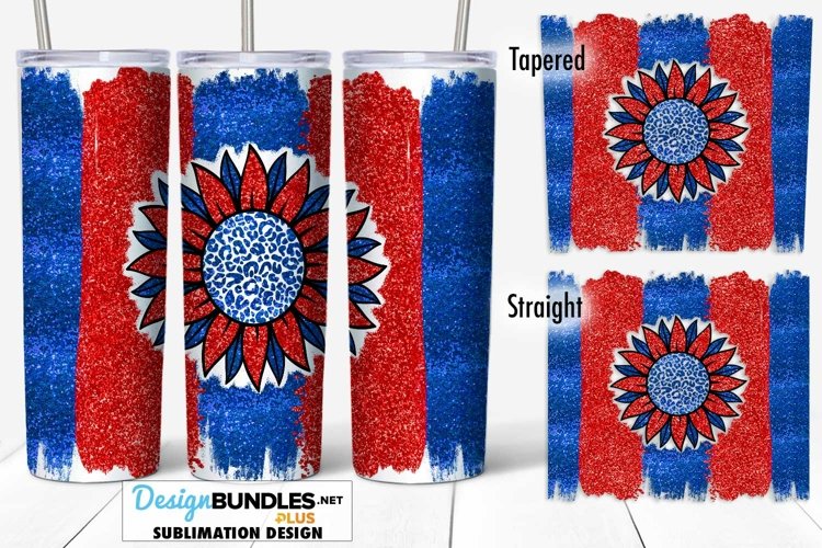 Patriotic Glitter Sunflower 20 oz Tumbler Wrap Sublimation