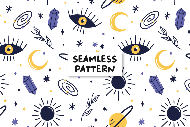 Mystical pattern. Magical seamless pattern.