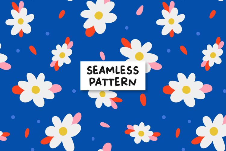 Blue floral pattern. Floral seamless pattern