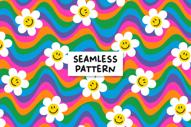 Groovy pattern. Retro pattern. Hippie pattern