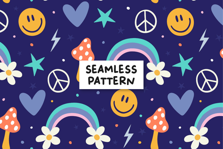Groovy pattern. Retro pattern. Hippie pattern