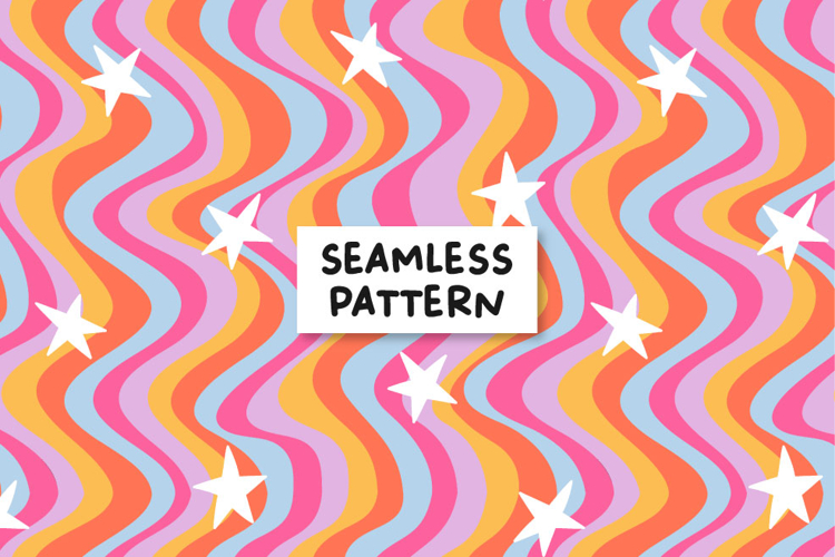Patrón groovy. Groovy background. Retro seamless pattern