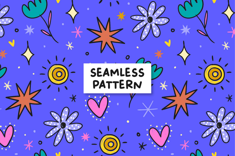 Doodle pattern. Handdrawn pattern. Spring pattern