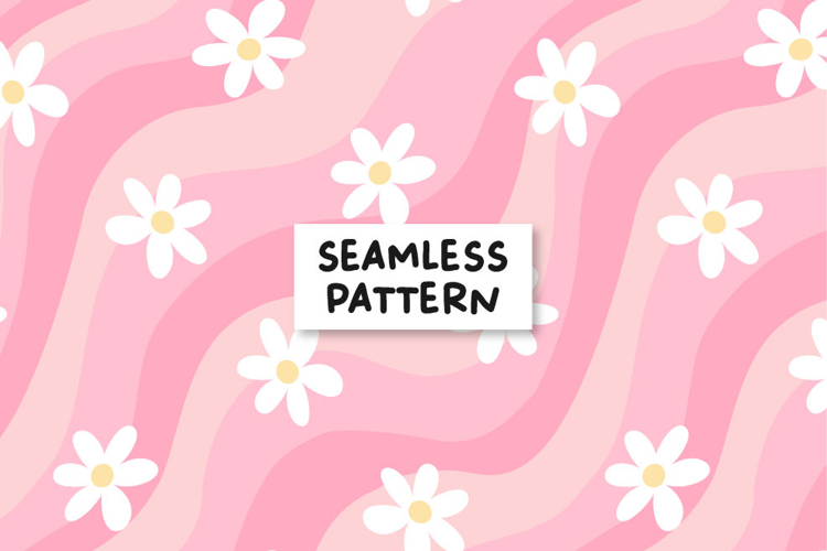 Floral groovy pattern. Retro pattern. Groovy seamless