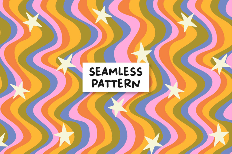 Groovy seamless pattern. Retro seamless pattern