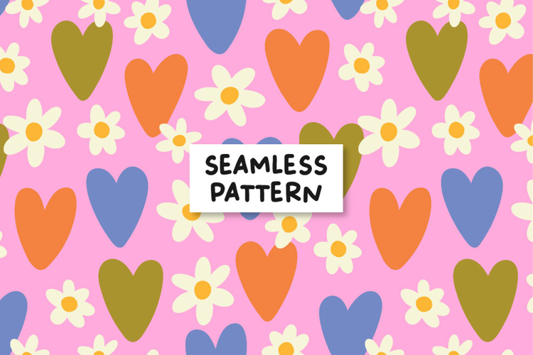 Heart seamless pattern. Retro seamless pattern