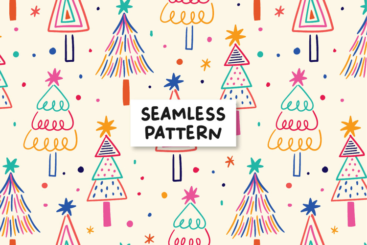 Christmas tree pattern. Christmas seamless pattern.