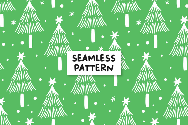 Christmas seamless pattern. Christmas tree pattern.