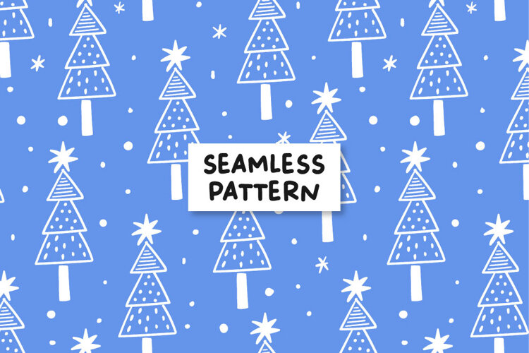 Christmas seamless pattern. Christmas tree pattern. example image 1