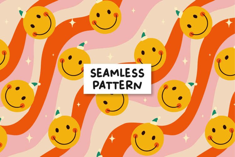 Groovy christmas pattern. Retro pattern. Christmas pattern