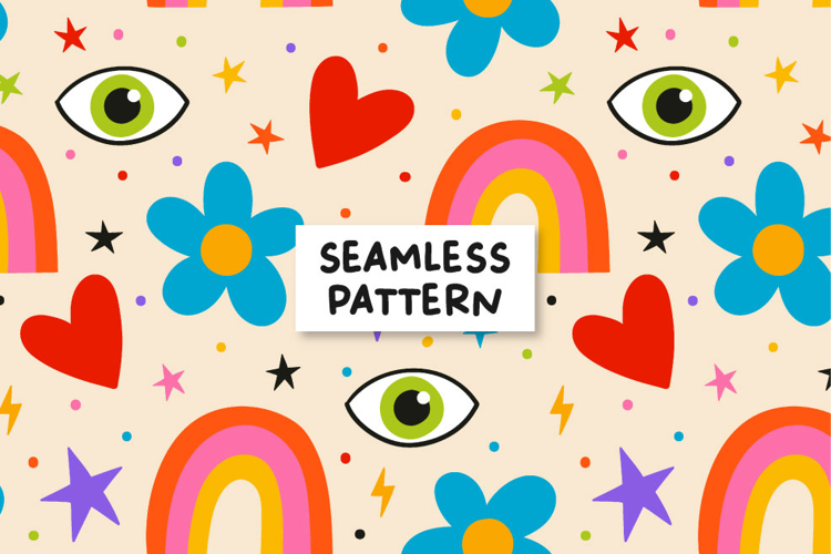 Rainbow pattern. Retro patter. Seamless pattern