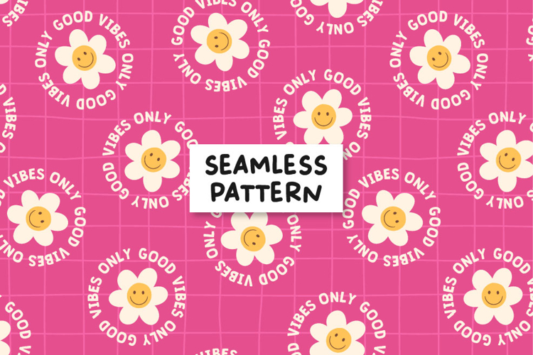 Pink retro seamless pattern. Groovy seamless pattern