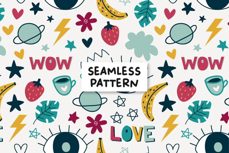 Summer Seamless Pattern Eyes Digital Paper