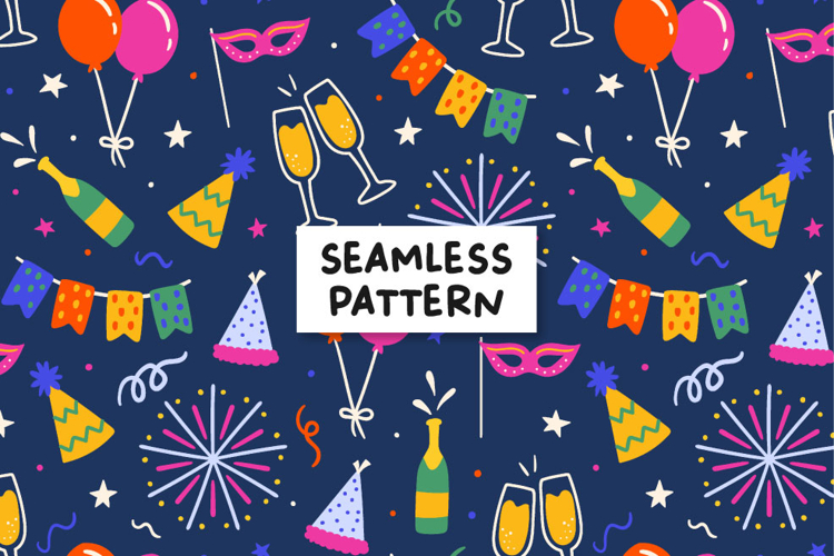 Happy new year pattern. Party seamless pattern