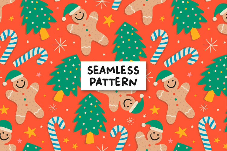 Christmas seamless pattern. Ginger cookie pattern.