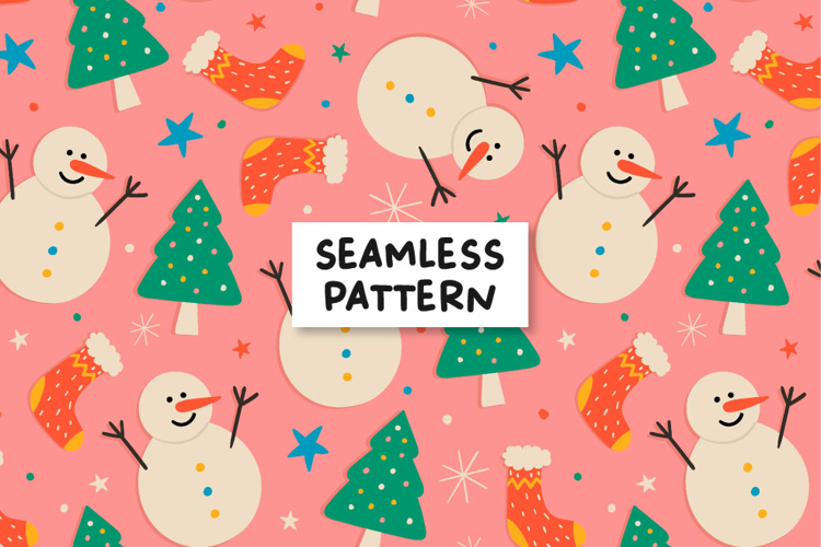 Christmas pattern. Snowman seamless pattern. Winter pattern