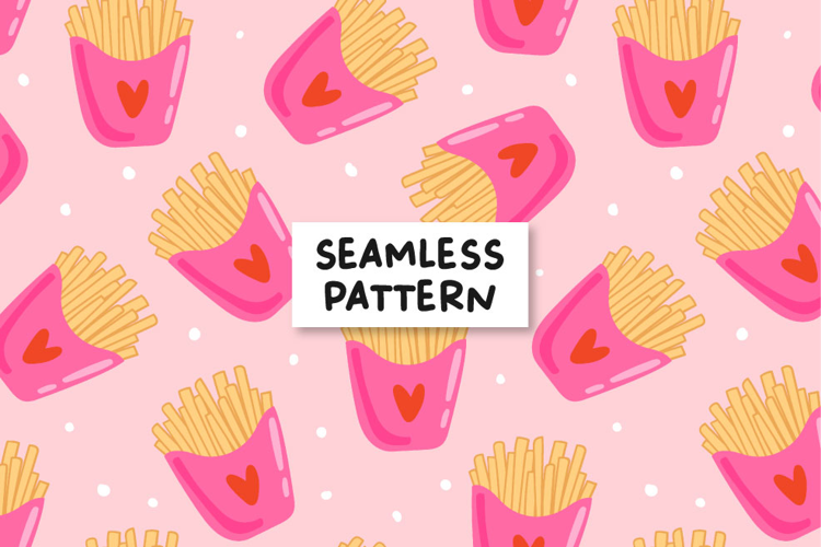 French fries pattern. Cute fries pattern. Food pattern