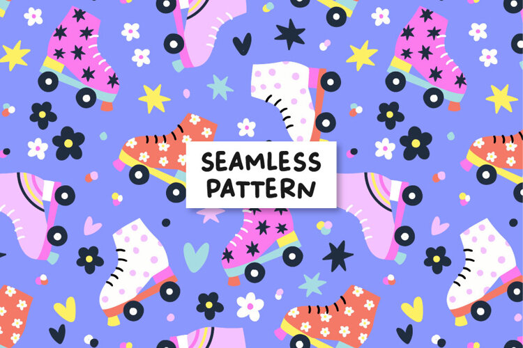 Skates seamless pattern. Skates background. example image 1