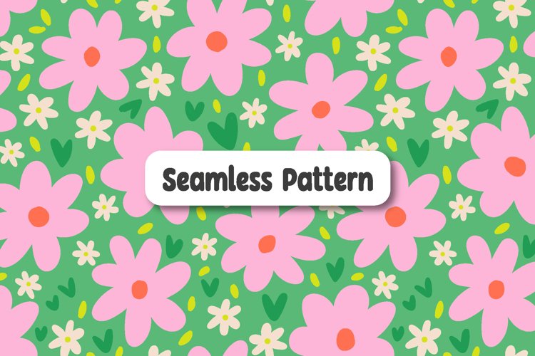 Green floral pattern. Spring seamless pattern example image 1