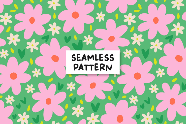 Green floral pattern. Spring seamless pattern