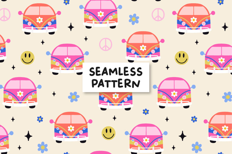 Retro seamless pattern. Hippie pattern