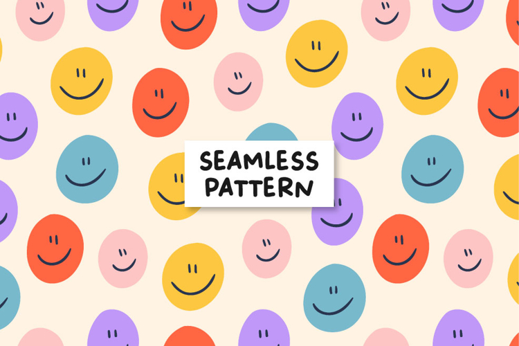 Smile Seamless Pattern Happy Face Background