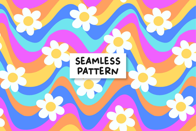Summer seamless pattern. Waves background. Floral pattern