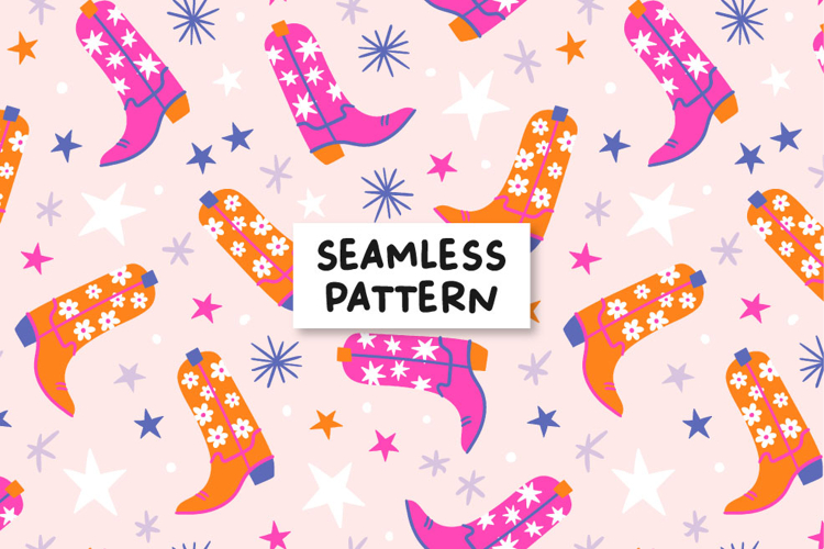 Cowgirl boots pattern. Cowboy boots background