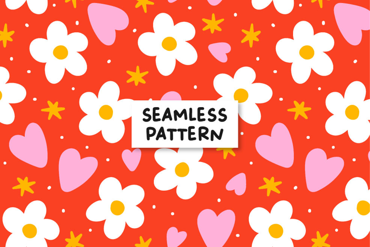 Red floral seamless pattern. Spring seamless pattern.