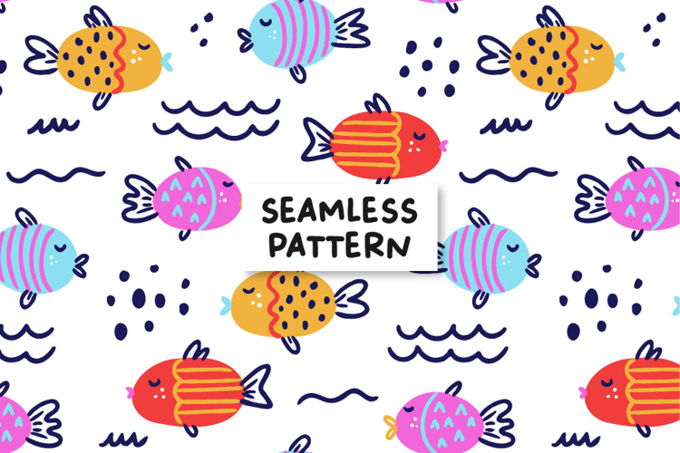 Colorful fish pattern. Fish background. Seamless pattern.