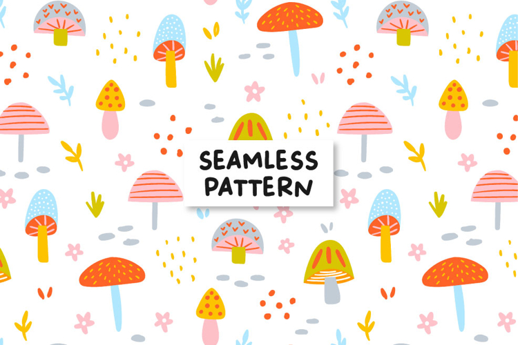 Mushrooms Digital Paper Mushroom Pattern