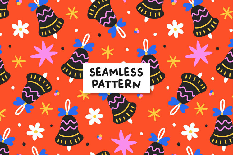 Christmas bells pattern. Christmas seamless pattern example image 1
