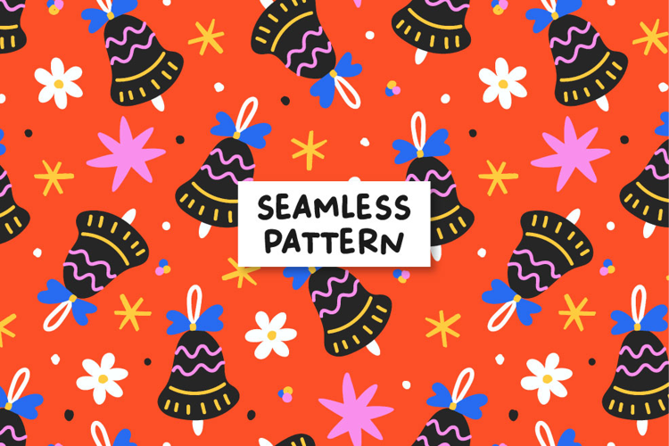 Christmas bells pattern. Christmas seamless pattern