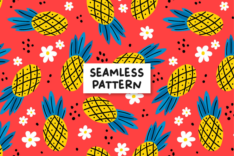 Pineapple pattern. Fruit seamless pattern. Summer pattern