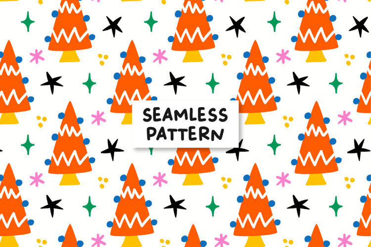 Christmas seamless pattern. Christmas tree pattern example image 1