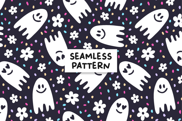 Spooky seamless pattern. Ghosts pattern. Halloween pattern