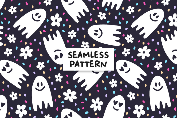 Spooky seamless pattern. Ghosts pattern. Halloween pattern