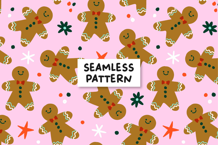Ginger cookie seamless pattern. Christmas seamless pattern