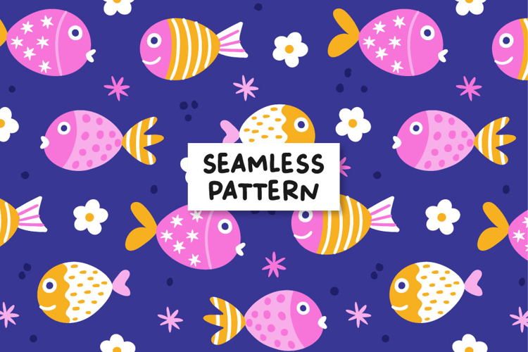 Fishes Seamless Pattern Cute Summer Pattern Fish Seamless