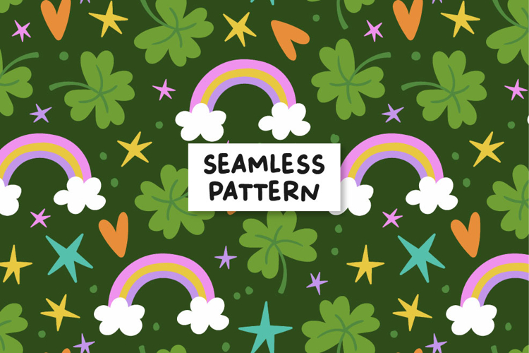 St Patricks Seamless Pattern Clovers Sublimation Design