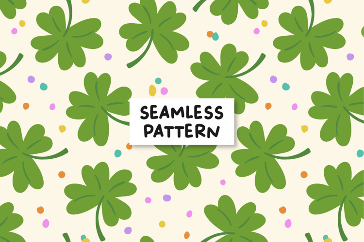 St Patricks Seamless Pattern Clovers Sublimation Design