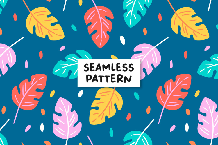 Leaves Pattern Summer Seamless Pattern Leaves Digital Paper