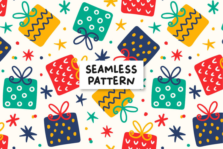 Gift Box Seamless Pattern Birthday Seamless Pattern example image 1