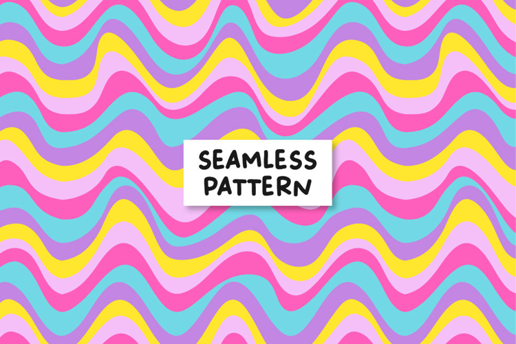 Retro Seamless Pattern Summer Digital Paper Waves Pattern