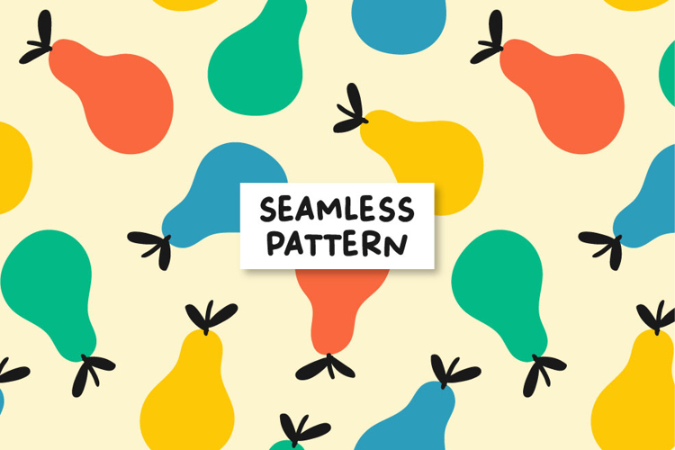 Pears Seamless Pattern Pears Digital Paper Fruit Pattern