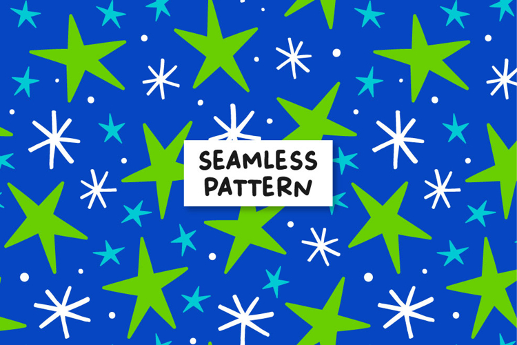 Green Stars Seamless Pattern Stars Digital Paper