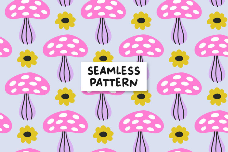 Mushrooms Pattern Mushroom Digital Paper Fall Seamless file example image 1